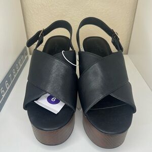 Universal Thread Naomi Black Wood Wedge Heels 6